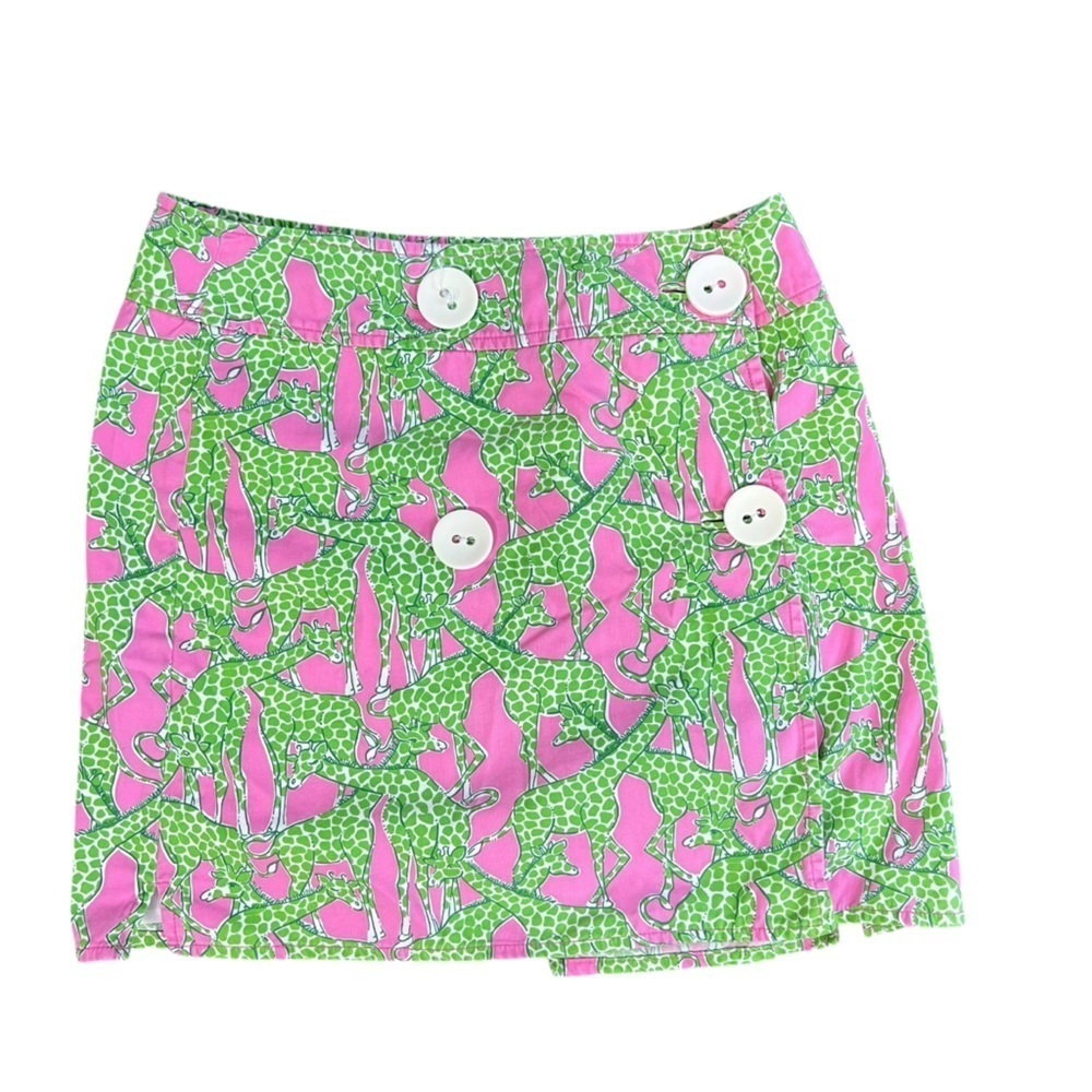 3/$30 ☀️Lilly Pulitzer Giraffe Print Green and Pink Short Skirt Lined